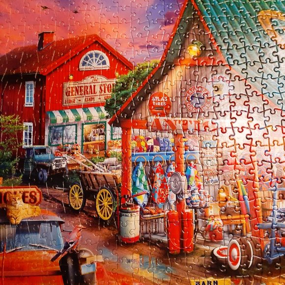 Buffalo Jigsaw Puzzle Antique Market 1000 Pieces Complete - Picture 3 of 7